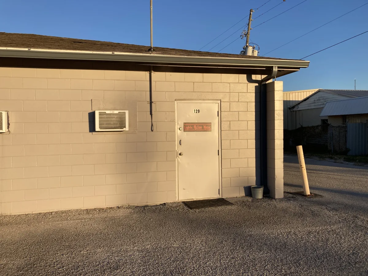 Entrance to Lights, Action, Music Studios at 155 Mingo Trl Unit 129, Longwood, FL 32750